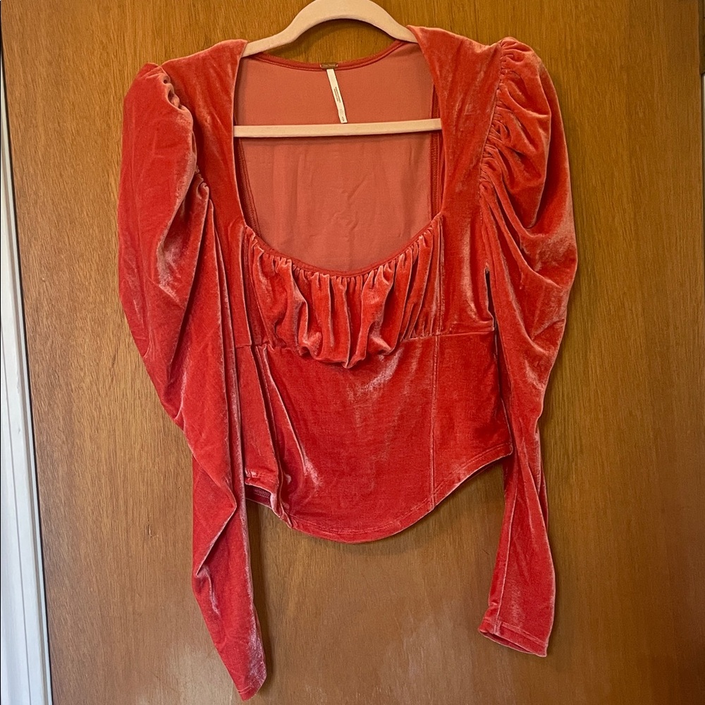 Free People Red Velvet Blouse